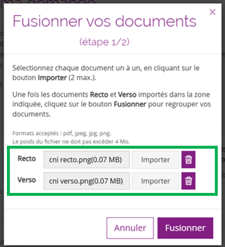 importation du recto et du verso